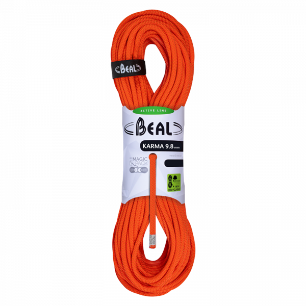 Corde escalade Orange, 9.8 x 80m, KARMA, BEAL