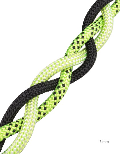 Corde 8 mm type L, 1700 daN, 42 g / m, verte et noire, COURANT