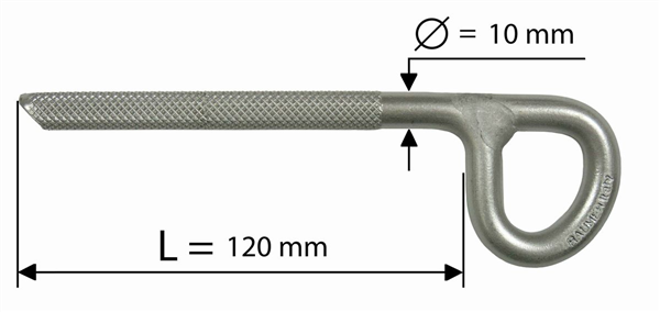 Piton INOX, 10x120 mm, 35 kn, SUPERSTAR, 148g, RAUMER