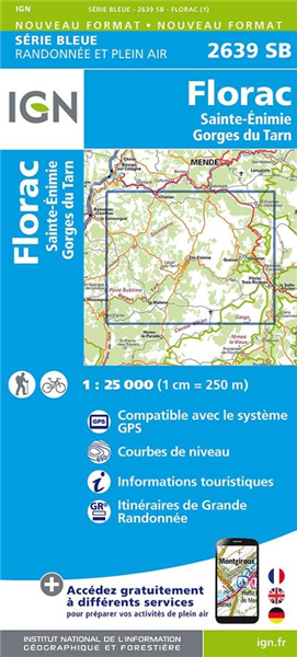 Carte série BLEUE IGN Florac St Enimie.