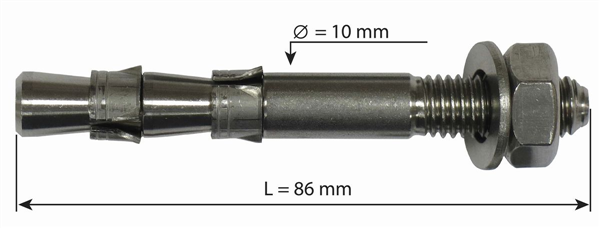 Goujon INOX, double expensions, 10 x 86 mm, HANG FIX, RAUMER