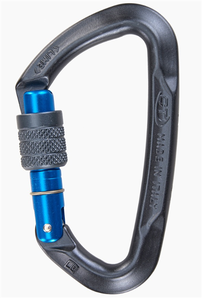 Mousqueton à vis, BLEU doigt droit, LIME SG, CLIMBING TECHNOLOGY